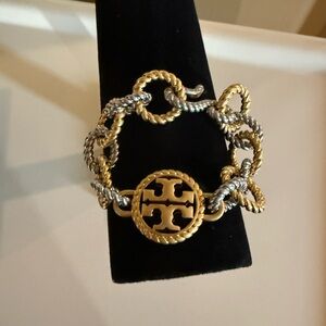 Tory Burch Gold and Silver Chain Bracelet